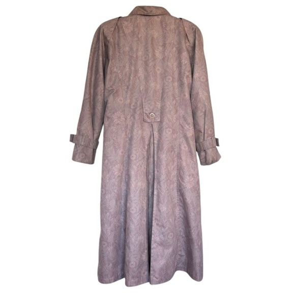 Vintage London Fog Waterproof Floral Trench Coat Sz 12P Beige Wool Lined - Picture 4 of 12